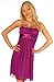 Magenta Flowy Pleated Spaghetti Strap Evening Prom Party Dress