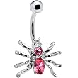 SPIDER - Passion Pink GEM Belly Ring