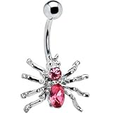 SPIDER - Passion Pink GEM Belly Ring