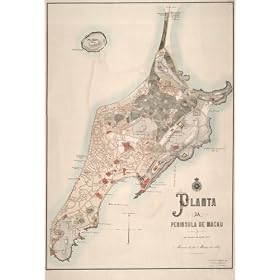 1889 LARGE HISTORIC WALL MAP OF MACAU