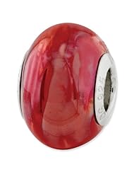 Sterling Silver s Orange/pink Ceramic Bead by Reflection Beads, Best Quality Free Gift Box Satisfaction Guaranteed
