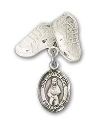 Sterling Silver Baby Badge with Our Lady of Hope Charm and Baby Boots Pin