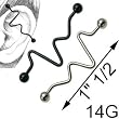 316L Surgical Steel Industrial with Design 14G, 1" 1/2 - Sold as a Pair