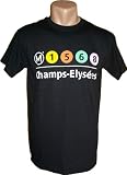 T-shirt Ligne METRO PARIS - France - CHAMPS ELYSEES - Collection Officielle RATP - Tee shirt Transport Subway - Noir