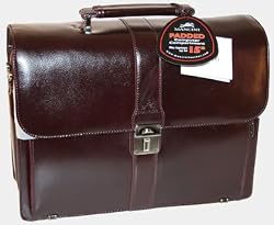 Mancin Burgundy Leather Triple Compartment Laptop 15,4"