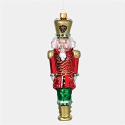 Department 56 Glass Red and Green Nutcracker Ornament