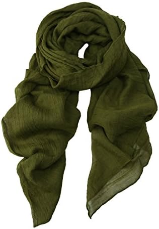 Nyrn Womens Solid Color Long Shawl Scarf,Linen-Cotton Blended Fabric-ArmyGreen