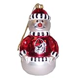 Georgia Bulldogs Blown Glass Snowman Ornament