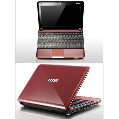 MSI U135-210US 10-Inch Red Netbook - 3 Hour Battery Life
