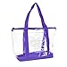 DALIX Clear Shopping Bag Security Work Tote Shoulder Bag Womens Handbag (Purple)