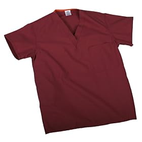 Medline Unisex Reversible Scrub Top with Set In Sleeves - Raspberry