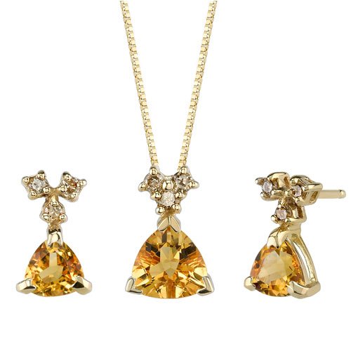 Buy Sumptuously Romantic 1.62 cts Trillion Cut Citrine Diamond Pendant Earrings Set 14Kt Yellow Gold online at Discounted New and Used prices. Delivered to your door with Childrens Toyshop.com