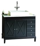OVE Decors Aspen-VB Vanity with Marble Countertop and Rectangular Overcounter Ceramic Basin, 40-Inch Wide, Espresso