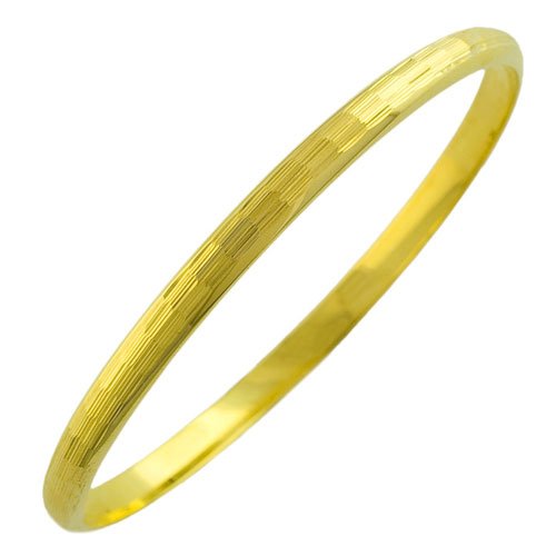 18 Karat Yellow Gold over Sterling Silver 5-mm Diamond-cut Slip-on Bangle