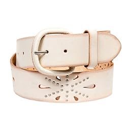 Women's New White Belt with Stud Detailing 1.8 Inches By Landes