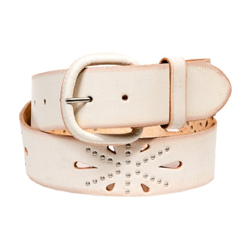 Womens New White Belt with Stud Detailing 1.8 Inches By Landes