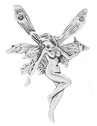 Sterling Silver Large Detailed Fairy Faery Pin Brooch