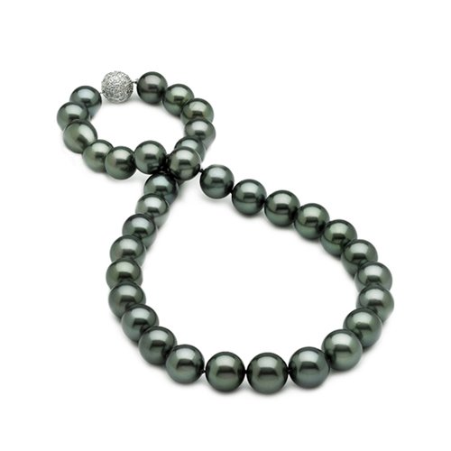 Bling Jewelry 12mm South Sea Shell Peacock Black Pearl Bridal Necklace 16