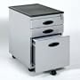 Studio RTA Mobile 3 Drawer Metal Mobile Vertical File Cabinet in Silver and Black