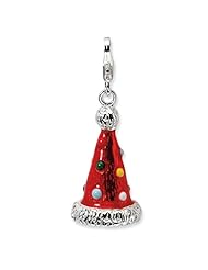 Sterling Silver 3 D Enameled Red Party Hat Charm