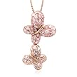 10k Rose Gold Butterfly Fancy Light Pink Diamond Pendant Necklace-0.42 carat
