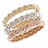14K Tri-Color Gold White Diamond Stackable Rings (1/3 Carat, SI Clarity, G Color)