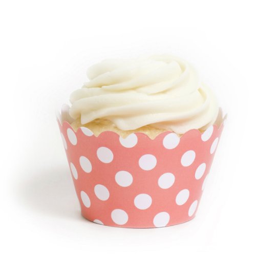 Dress My Cupcake Coral Polka Dot Cupcake Wrappers, Set of 12