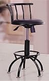 1 Black Metal Finish Swivel Barstool with Black Cushion - Adjustable Height (24