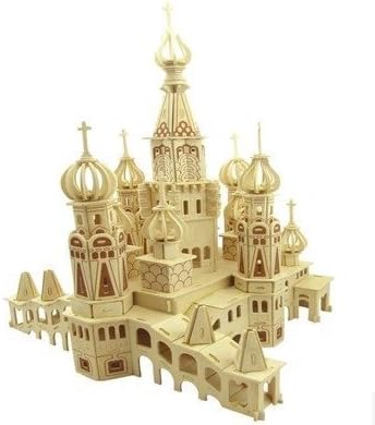 Lani Ang High Quality New Favorable Imaginative DIY 3D Simulation Model Wooden Puzzle Kit for Children & Adults Artistic Wooden Toy for Children--Russia St. Petersburg Church Building Kit + A Glue