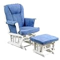 Storkcraft Sleigh Glider Rocker and Ottoman - White/ Blue