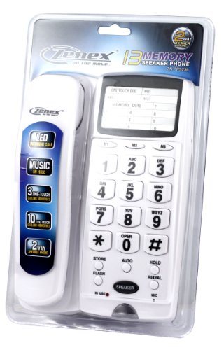 Zenex ZN-TP5236 WH 1-Handset, 2-Line Landline Telephone