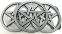 Triple Pentragram Silver Finish Belt Buckle Pagan Wicca