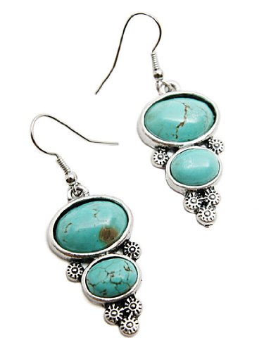 Turquoise Two Tier Oval Earrings Fashion Jewelry