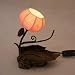 Mulberry Rice Paper Ball Handmade Twig Leaf Design Art Shade Red Round Globe Lantern Brown Asian Oriental Decorative Accent Home Decor Bedside Rustic Bedroom Mini Table Desk Lamp