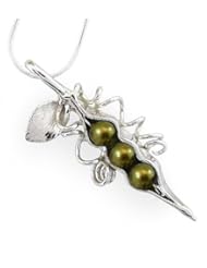 Three Peas in a Pod Necklace - Sterling Silver with Green Freshwater Pearls