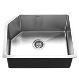 Houzer HSL-2015 Lustrous Satin Homestead 23-3/4 Undermount Single Left Hand Cornered Basin Kitchen