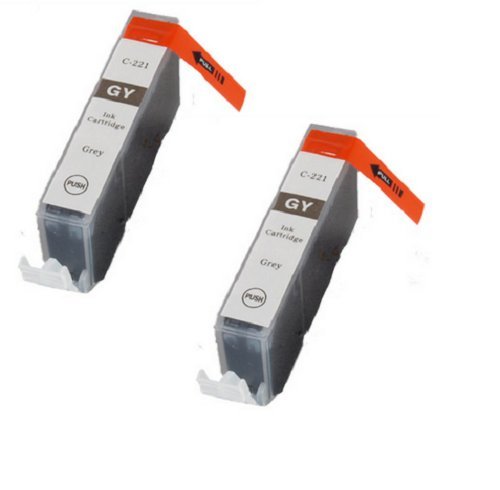 2pk NON-OEM CLI 221 grey compatible Ink Cartridge With CHIP! For use in Canon All-in-One Machines Pixma MP980 PIXMA MP990