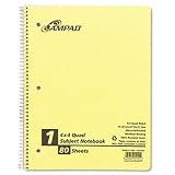 Quad Ruled Wirebound Notebook, 4 Square/Inch, 3-Holes, 8-1/2