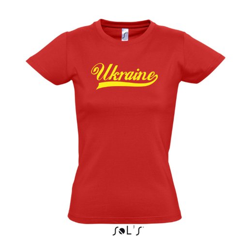 Damen T-Shirt – Ukraine Oldschool LÄNDERSHIRT EM / WM FAN Trikot S-XXL , red – gelb , M