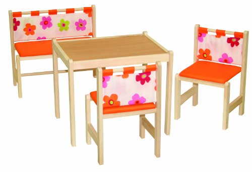 roba 5017 BA DV - Kindersitzgruppe, bestehend aus 2 St&uuml;hlen, 1 Tisch und 1 Bank, mit Blumenmotiven