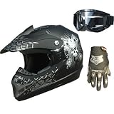 Adult DOT ATV Motocross Helmet Combo 180 Matt Black M