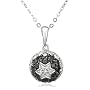 Sterling Silver Black w/ White Diamond Star Design Pendant, 18.5"