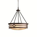 Kichler Lighting 3227AGZ Chicago 4-Light Pendant, Aged Bronze with Textured Linen Seedy Glass