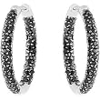Sterling Silver Black Spinel Hoop Earrings