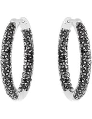 Sterling Silver Black Spinel Hoop Earrings -- LIFETIME WARRANTY
