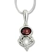 Sterling Silver Garnet and Moonstone Pendant with 18 Inch Snake Chain by Sajen