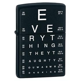 Zippo Eye Chart Pocket Lighter: Sports &amp; Outdoors