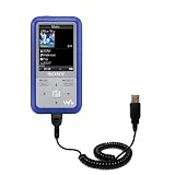 Coiled USB Cable for the Sony NWZ-610F with Power Hot Sync and Charge capabilities - uses Gomadic TipExchange Technology