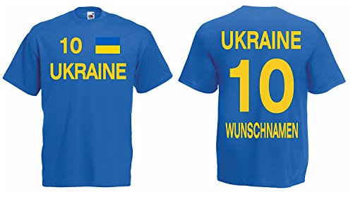 Ukraine Trikot mit Wunschname und Wunschnummer EM 2016|blau-L