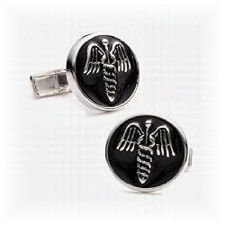 Enamel Medical Caduceus Cufflinks